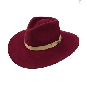 Charlie 1 Horse Womens Highway Wool Western Burgundy Wide Brim Hat with Tan Band